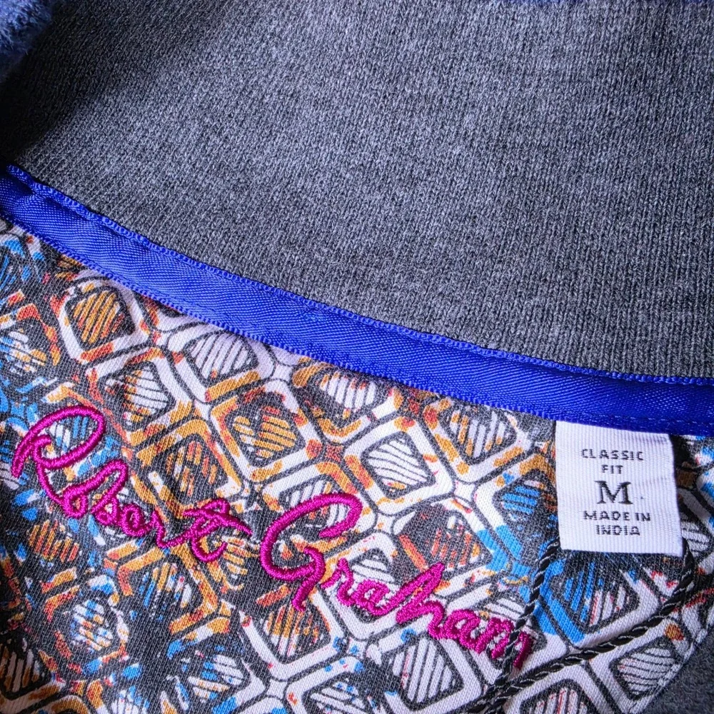 NEW Robert Graham 1/4 Zip Pullover Mens M Blue L/S Classic Fit Heathered